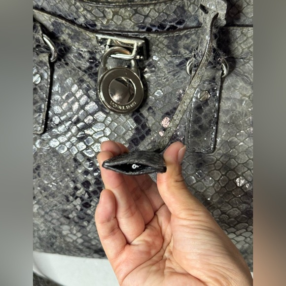 Michael Kors Large Hamilton Python-Print Leather Tote Shoulder Satchel Bag - Picture 2 of 12